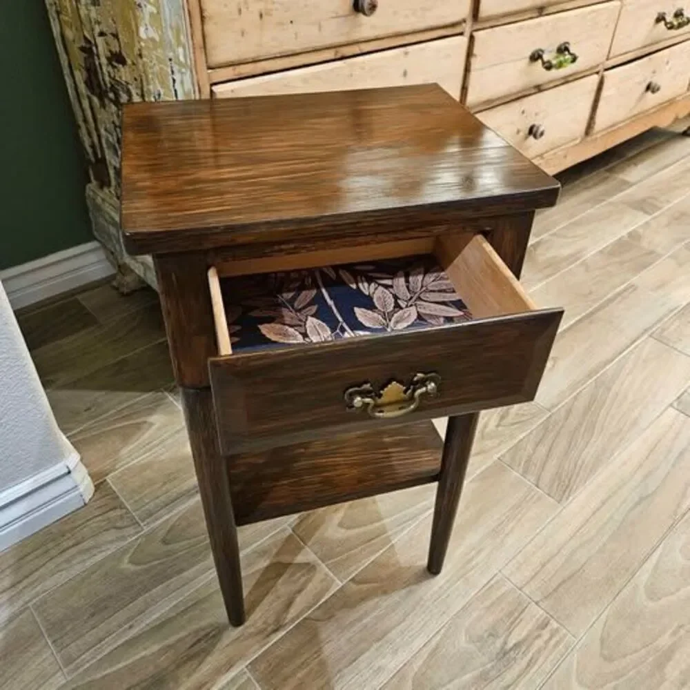 Vintage Wood Side Table with Drawer